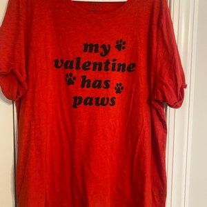 Valentine Paws Classic Fit Heritage Slub Crew Neck Roll Sleeve Tee